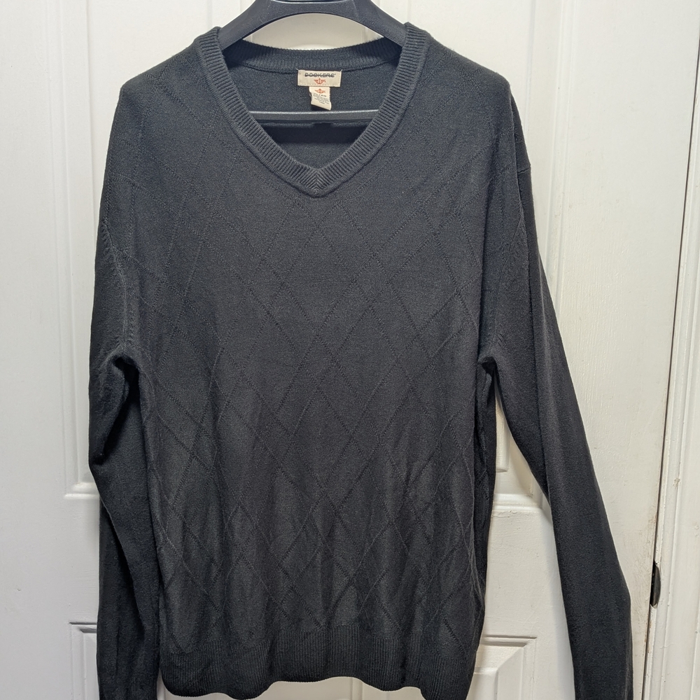 Dockers Dark Gray V-Neck Sweater for Men